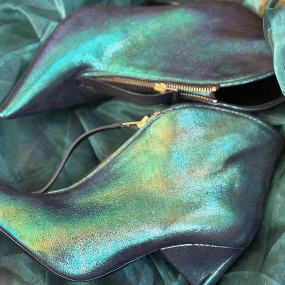 Emerald green Marni unique boot heels green stiletto booties with zipper - Picture 13 of 13